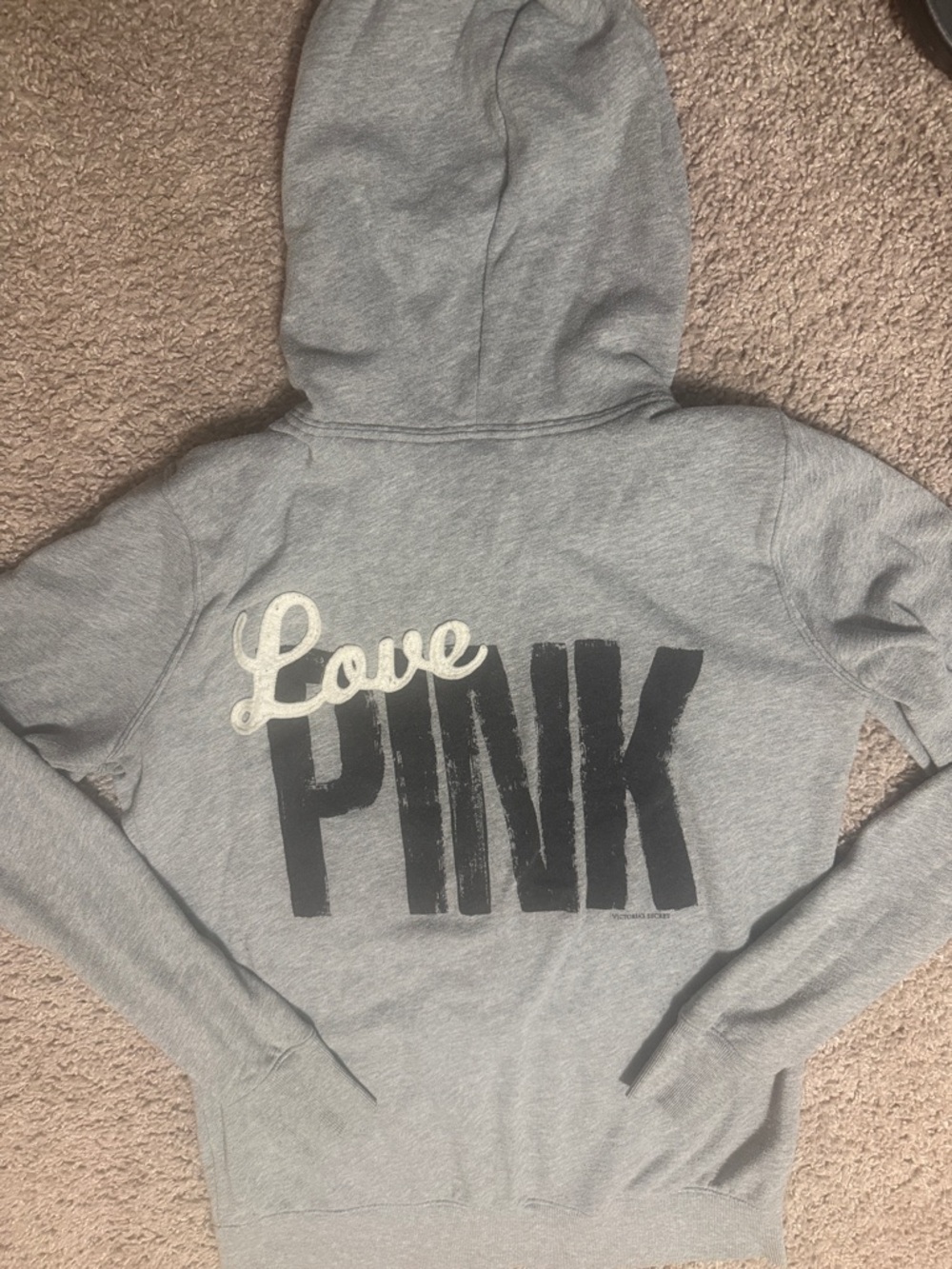 PINK Victoria's Secret Grey Zip-Up Hoodie